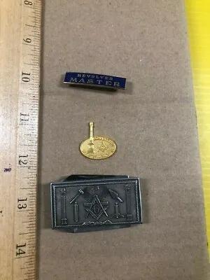 LOT Of 3 Masonic Money Clip With Knife & File- 2 Pins --TAKE A LOOK NOW --25 • $25.46