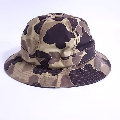 Vintage Cabelas Gore-tex Duck Camo Bucket Hat Hunting Fishing Made In USA Size M • $23