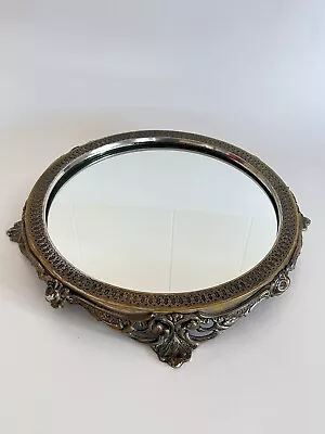 Castilian Imports Vintage Bronze Plateau Mirror Vanity Ornate Very Heavy 12 Diam • $140.80