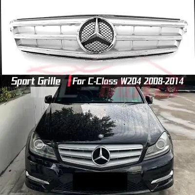 Chrome Silver Sport Grille For Benz C-Class W204 2008-2014 C180 C250 C300 C350 • $109