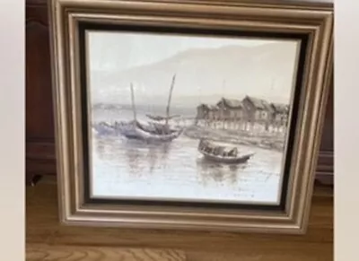 P.Wong -Painting-Boat-frame W/black Velvet  • $295