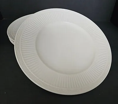 4 Mikasa Italian Countryside Dinner Plates Cream Ribbed Scrolls 11 1/4  DD900 • $73.06