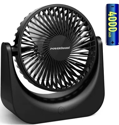 POWERbeast Desk Fan 4000mAh USB Desk Fan With Rechargeable Battery Outside • £13.99