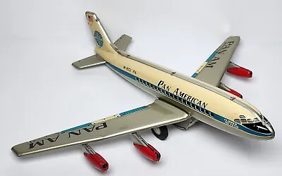 Vintage Yoneya Japan Tin Litho Friction Pan Am Boeing 707 Toy Jet Plane • $118.88