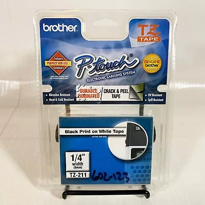 NEW Brother P-Touch TZ-211 1/4  Width Black Print White Tape Label Cartridge • $11.99