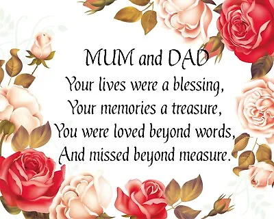 Mum Dad Memorial In Memory Loved Ones Metal Plaque Grave Sign Others Listed R147 • £4.99