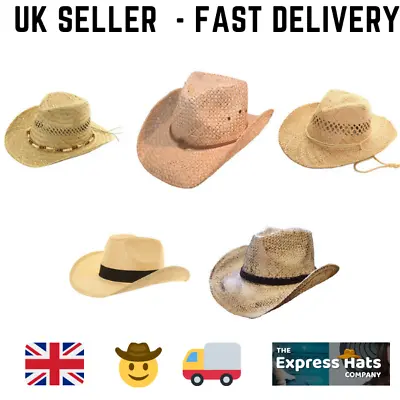 Mens Straw Cowboy Hats (5 Great Designs) - Fast Post 🚚💨 • £10.95