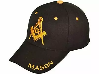 Mason Masonic Black Hat Cap Embroidered Adjustable Velkro FAST SHIP  • $9.88