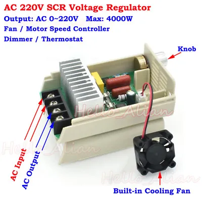 AC 220V 4000W SCR Fan Motor Speed Control AC Voltage Regulator Dimmer Thermostat • $10.56