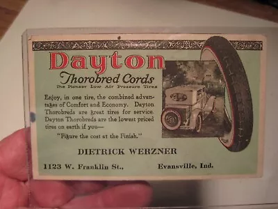 Vintage Blotter Dayton Thorobred Cords Automobile Tires Evansville Ind. • $7.99