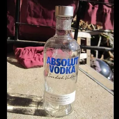 Empty 375ml Swedish Absolut Vodka Clear Glass Bottle Small Ship Craft Capsule • $2