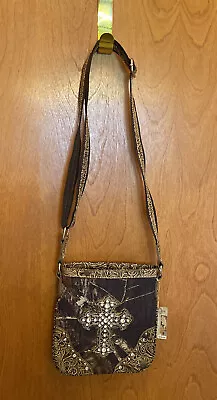 Mossy Oak Camo Messenger Bag W/ Rhinestone Cross Embossed Nwts #243 • $34.95