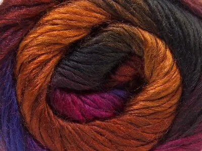 Ice MADONNA Yarn #27204 Purple Fuchsia Gold Brown SELF STRIPING Mohair Wool 100G • $11.99