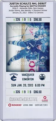 Justin Schultz NHL DEBUT 1/20/2013 Canucks Oilers Full Ticket SEATTLE KRAKEN • $69.30