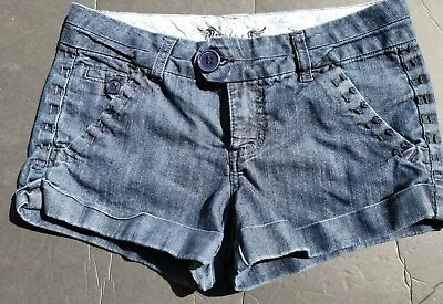 Jean Freestyle Womens Denim Juniors 7 Booty Shorts Cuffed Button Fly  Pockets. • $7.99