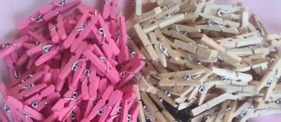 150 Assorted Wooden Mini Pegs 25mm In 2 Colours • £1.50