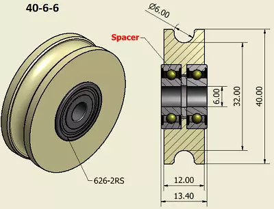 £11 • Buy 40mm Nylon Pulley Wheel With Ball Bearings Various Groove Size Precisely Turned.