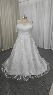 Elegant Lace Wedding Dresses Sweetheart Off Shoulder Applique A Line Bride Gowns • $147.90