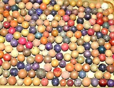 1800s Civil War Era Colored Dye's Clay Marbles Lot Of 12 Size .500  = 1/2  + . • $15