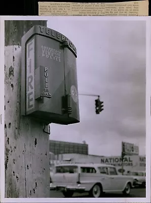 LG858 1964 Orig Mark Peterschmidt Photo EMERGENCY TELEPHONE Booth Intersection • $20