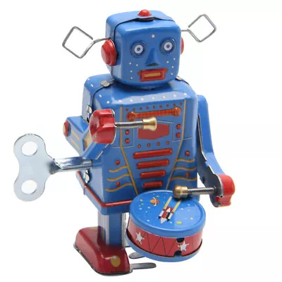 Retro Clockwork Wind Up Metal Walking Robot Toy Vintage Collectible Kids • $12.45