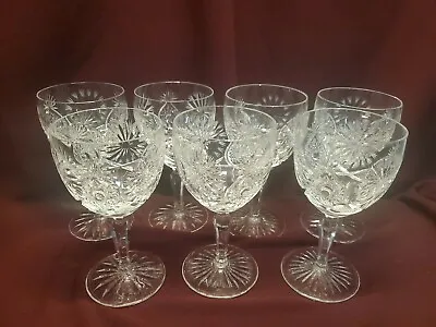 $175 • Buy Antique VAL ST LAMBERT Cut Clear Crystal Water Wine Goblet 6.25  6 Oz - C1900
