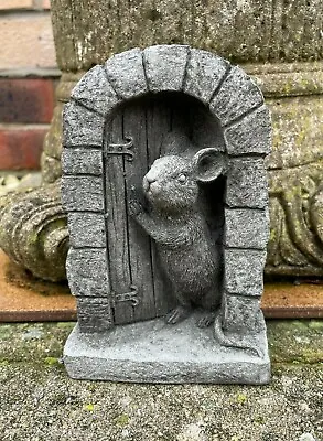 £14.99 • Buy Mouse Door Stone Statue | Garden Outdoor Home Tree Animal Decoration Ornament