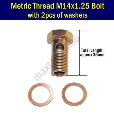 M14x1.25 M14 Banjo Bolt Metric Threaded Fitting 14mm W/ Washers Screw Fine Pitch • $5.49