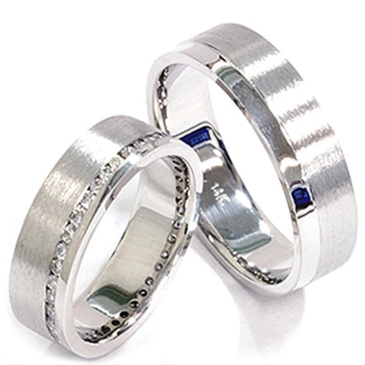 £1290.33 • Buy 1 1/10ct Diamond Matching 14K Gold Brushed Wedding Rings