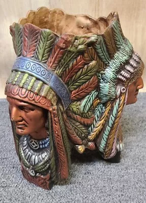 Native American Majolica Plant Pot Art Nouveau Porcelain Planter Unique RARE • $279.99