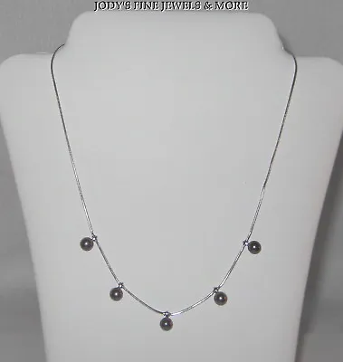 $575 • Buy Exquisite Designer Jose Hess 18k White Gold 16  Chain Black Pearl Necklace