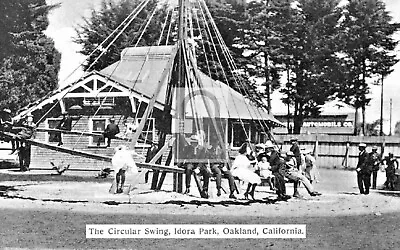 Circular Swing Idora Park Amusement Oakland California CA Postcard REPRINT • $4.99
