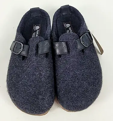 NWOB- Haflinger GRIZZLY BUCKLE Womens Charcoal Gray Wool Clogs Slippers 39 /US 8 • $99.99