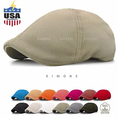 Solid Cotton Gatsby Cap Mens Ivy Hat Golf Driving Summer Sun Flat Cabbie Newsboy • $12.95