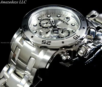 NEW Invicta Men Pro Diver Scuba VD53 Chronograph Stainless St. SILVER DIAL Watch • $77.99