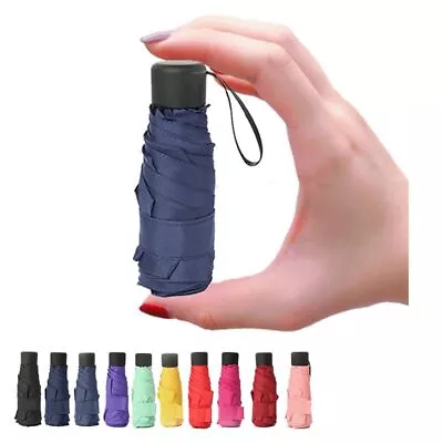 Waterproof Rain Umbrella Mini Umbrella Pocket Compact 5 Fold Sun Umbrella • £6.75