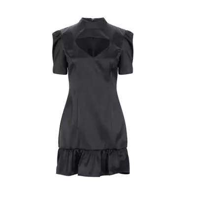 NWT Misha Collection Frida Black Dress Mini Ruffle Puff Sleeves Opening Zip  • $60