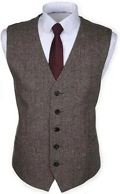 Ruth&Boaz 2Pockets 5Buttons Wool Herringbone Tweed Business Suit Vest • $43.21