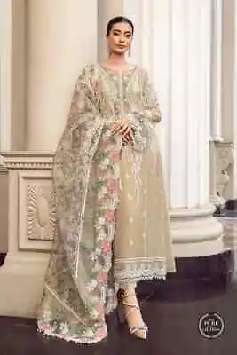 Pakistani Designer Embroidered Chiffon Unstitched Suit 3 PC Women Shalwar Kameez • £37.99
