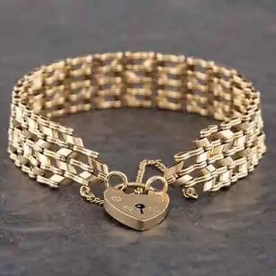 Second Hand Vintage 9ct Yellow Gold Gate Bracelet 41281004 • $1732.59