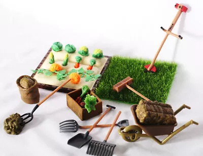 1SET Dollhouse Miniature 1:12 Scale Shovel Trailer Lawn Mower Outdoor Farm Tools • $5.69