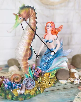 Ebros Nouveau Nautical Ocean Mermaid On Clam Riding Seahorse Chariot Statue 10 H • $98.99