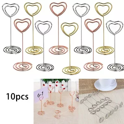 10x Heart Pattern Table Number Name Card Holder Party Memo Photo Stand Note-Clip • £4.69