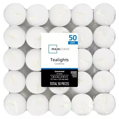 Mainstays White Unscented Indoor/Outdoor Tealight Candles 50 Count • $6.35