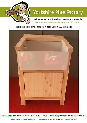 £294 • Buy FREE STANDING Solid Pine Single Plain Door Belfast Sink Cabinet - SINK INCLUDED
