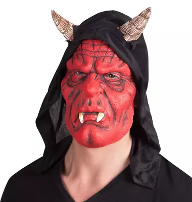 £9.89 • Buy Halloween Red Devil Mask Hooded Hood Face Cover Grim Reaper Horror BOL/97504