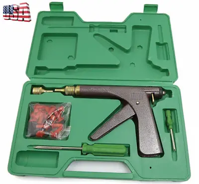 Car Tire Plugger Tubeless Tire Wheel Repair Gun Kit W/Mushroom Plug Probe Nozzle • $37.21