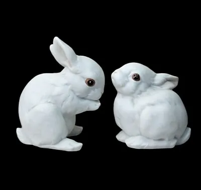 Vintage Kaiser Porcelain White Bisque Pair Of Bunny Rabbits Figurines Germany • $23.99