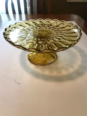 $12 • Buy Vintage ANCHOR HOCKING FAIRFIELD Amber Glass Pedestal Cake Plate