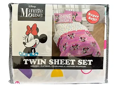 Jay Franco Disney Minnie Mouse Twin Sheet Set 3 Piece Super Soft New In Package • $24.99